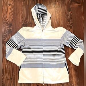JOSEPHINE CHAUS Nautical Blue and White Stripe Zip Ip Hoodie